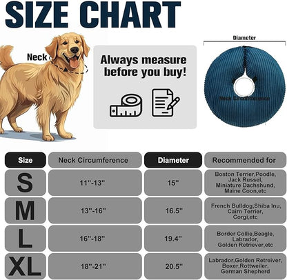 BINGPET Inflatable Dog Cone Collar Alternative After Surgery,Soft Recovery Cone for Dogs to Stop Licking,Dogs Blow up Protective Neck Donut ECollars Adjustable for Large Medium Small Pet, Navy Blue M