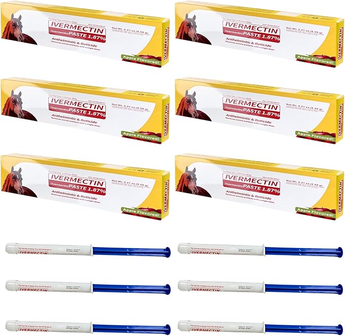 Horse Paste Apple Flavored Oral Paste Gel for Equine Use, Horse Paste Dewormer 6-Pack