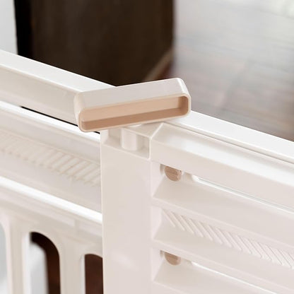 IRIS USA 24"-39" Dog Gate, Adjustable Indoor Pet Barrier, Pet Gate for Puppy, Small Dog, Cat, Easy Twist-to-Lock for Doorways & Stairs, Portable, Expandable, 25" Tall, White