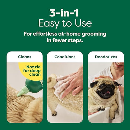 Earth Rated Hypoallergenic 3-in-1 Soothing Dog Shampoo & Conditioner for Dogs & Puppies, Deodorizing, 98.5% Natural Origin Ingredients, 16 oz