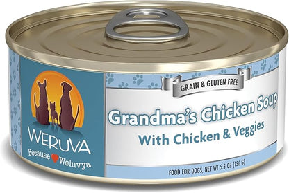 Weruva Classic Dog Food, Grandma's Chicken Soup with Chicken Breast & Veggies, 5.5oz Can (Pack of 24), Blue (4124)