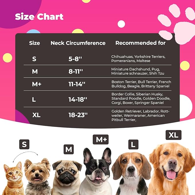 Dog Cone, Uadonile Inflatable Cone Collar for Dogs and Cats, Dog Neck Collar Recovery E-Collar Alternative After Surgery, Elizabethan Collar for Dogs Recovery(Tie-dye Rose Purple, L)