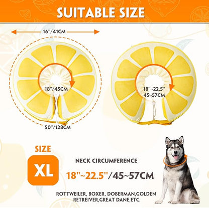 Inflatable Dog Cone, Protective Inflatable Collar for Jumbo Dogs, Soft Adjustable Pet Cone Alternative After Surgery for Wound Healing and Prevent from Biting or Scratching,XL(18"-22.5")