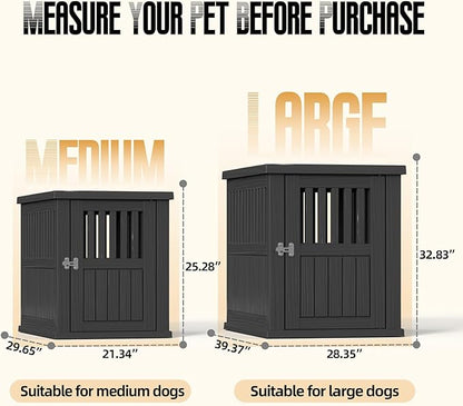 30 INCH Small Dog Crate Furniture, Lockable Indoor Dog Kennel Heavy Duty Decorative Plastic Pet Cage End Table for Small/Medium Dogs, Black