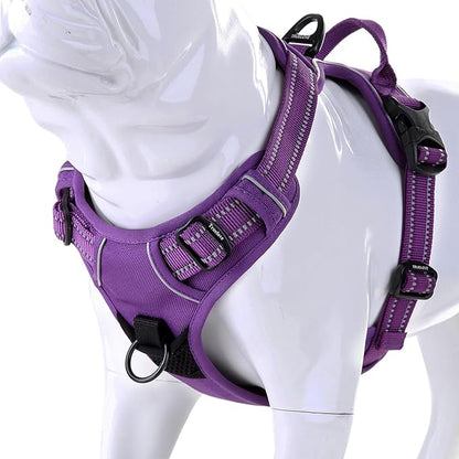JUXZH Truelove No Pull Dog Harness with Easy Control Handle and 2 Leash Attachments,Reflective Adjustable Pet Vest