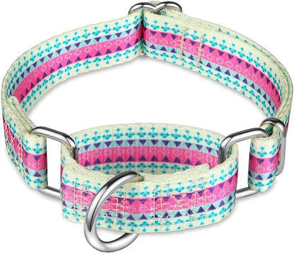 Martingale Collar Dog Collar No Pull Pet Collar Heavy Duty Dog Martingale Collars Silky Soft with Unique Pattern for Medium and Large Dogs (Medium, 1 Inch Wide, Candy Purple)