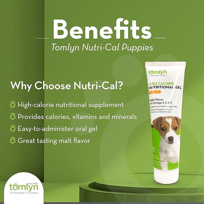 Tomlyn Nutri-Cal Malt-Flavored High-Calorie Nutritional Gel for Puppies, Helps Support a Healthy Appetite Providing Extra Calories, Vitamins & Minerals in a Tasty Supplement, 4.25oz-3 Pack