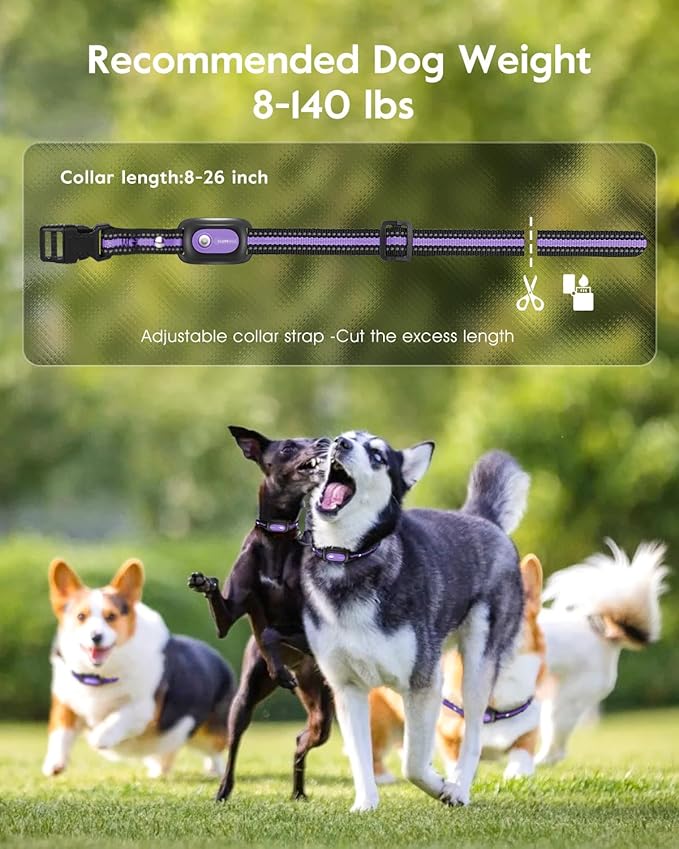 SLOPEHILL Dog Shock Collar,4200FT Dog Training Collar with Remote,IPX8 Waterproof E-Collar with Beep,Vibration,Shock,Flash Light,No Shock Mode,Electric Shock Collar for Small Medium Large Dog,Purple
