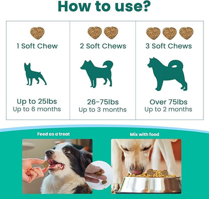 VUN Dog Allergy Relief Chews,Itchy Skin and Coat Relief,Paw Licking Support with Omega 3 Fish Oil,Probiotics Colostrum for Seasonal Allergy and Hot Spot,Immune Supplement for Dogs-100 Soft Chews