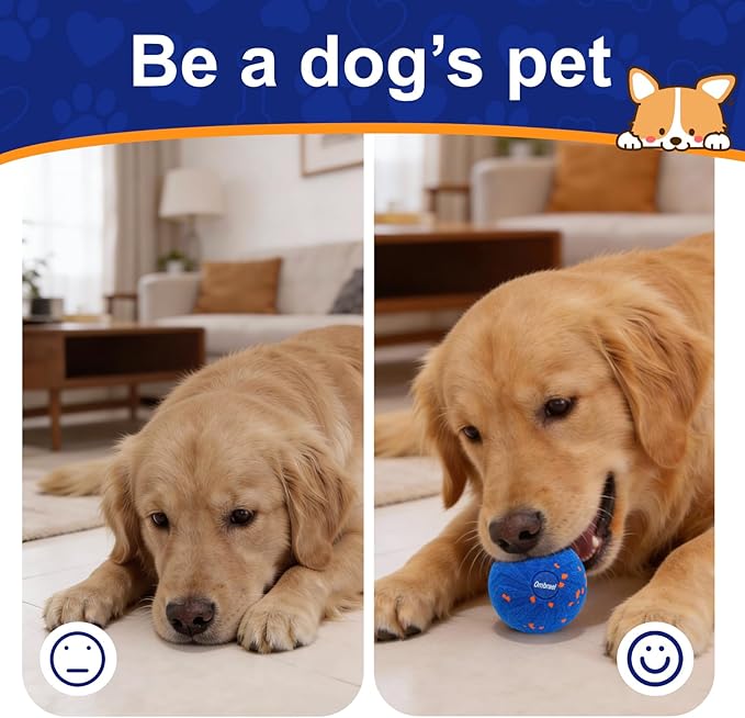 Ombrael Smart Interactive Dog Ball，Automatic Moving, Bouncing, Spinning Ball, Chew-Resistant & Washable E-TPU Rubber Toy, Perfectly Sized for the Mouths of Medium to Large Dogs