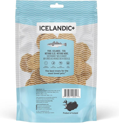 Icelandic+ Fish Chips: Cod - 2.5oz Bag,Dog Treats,Pure Wild-Caught & Air-Dried,Ingredient Crunchy Pet Snacks,Just The Fish Nothing Else,(Pack of 2)