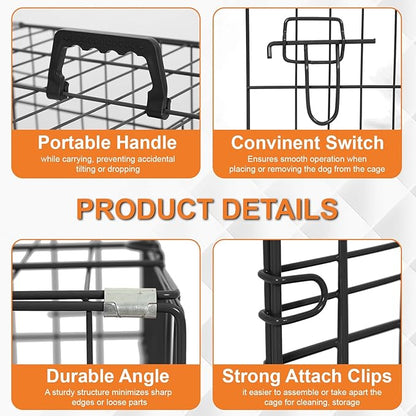 Wire Dog Crate 24 Inch Dog Kennel Cage, Double Door Folding Dog Cage, Wire Dog Kennel with Removable Tray, Indoor&Outdoor,Black