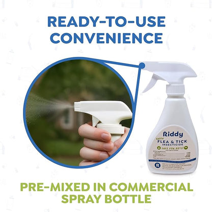 Riddy Flea & Tick Natural Spray for Pets with Essential Oils Safe Non-Hazardous Indoor and Outdoor Control, 8 oz, 2 Packs