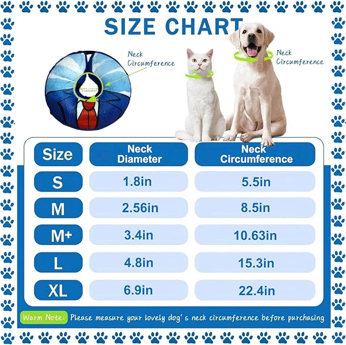 Inflatable Dog Cone Collar for Large Medium Small Dogs to Stop Licking, Soft Dog Cone Alternative Donut Collar After Surgery (Blue, L)