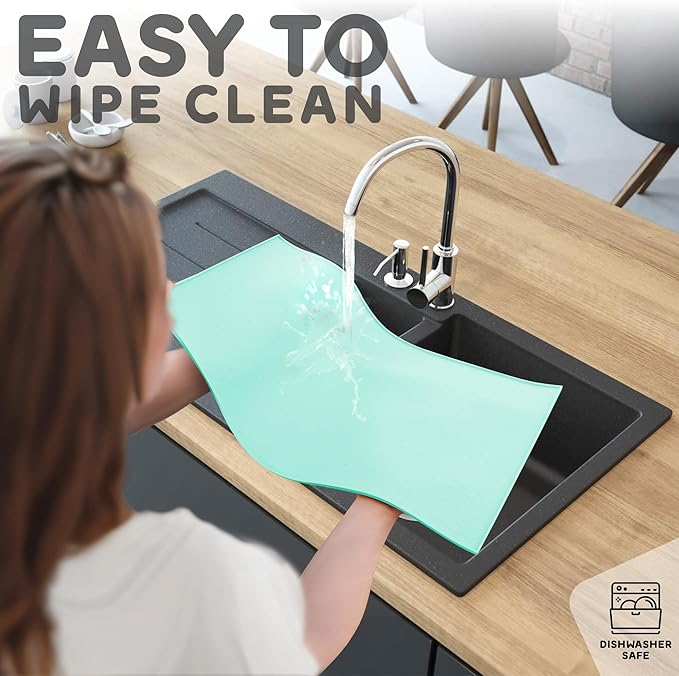 Dog Food Mat - 24x15 Raised Edges Dogs Mat for Food and Water Prevent Spill, Waterproof Cat Food Mats Protect Floors, Easy Clean Dog Bowl Mats for Food and Water, Silicone Pet Feeding Placemats