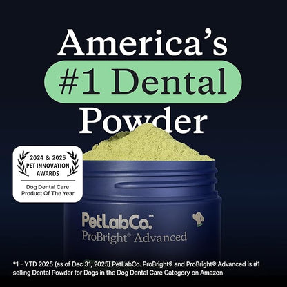 PetLab Co. ProBright Advanced Dental Powder - Dog Breath Freshener - Teeth Cleaning Made Easy – Targets Tartar & Bad Breath - Packaging May Vary - Formulated for Extra Small Dogs