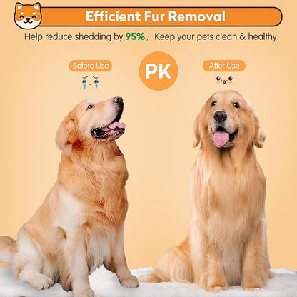 Dog & Cat Brush Kit 2PCS, Self Cleaning Slicker Brush for Pets, Upgraded Dog Brush for Shedding Massaging and Grooming, Removes Loose Undercoat & Portable Comb for Long Short Haired Dogs(Pink)