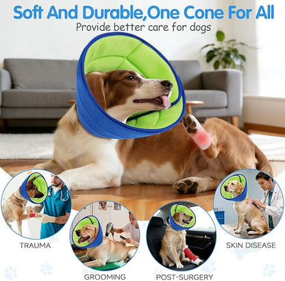 Upgrade Soft Dog Cone Collar, Dog Cone Alternative to Stop Licking After Surgery, Adjustable Comfy Cones for Small/Medium/Large Dogs, Light-Weight Mesh Fabric Elizabethan Collars (XS)