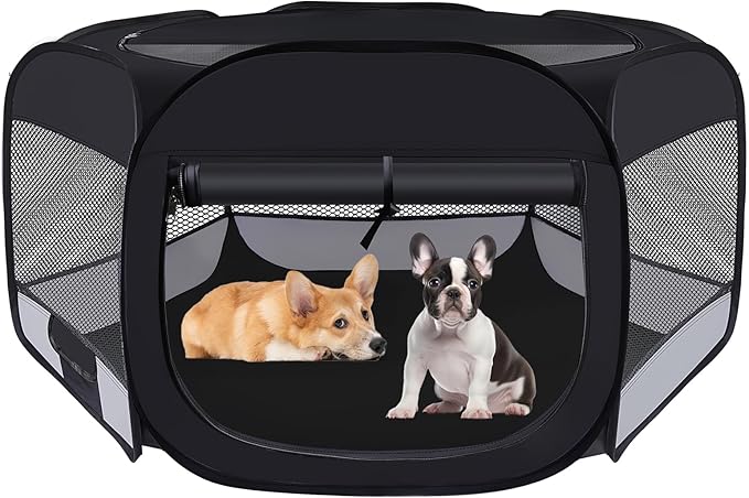 Dog Cat Playpen,Portable Pet Puppy Playpen,Rabbit Puppy Dog Play Pen for Indoors,Dogs Tent for Indoor Cats,Kitten Playpen,Collapsible Small Cats Crate Cage for Small Dogs with Carrying Case(Grey, S)