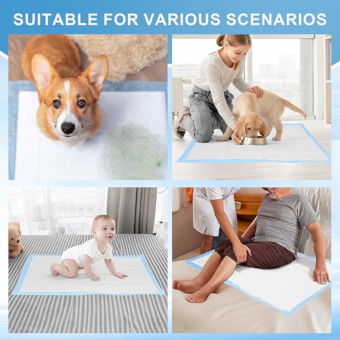 Puppy Pads Extra Large 36"x51" 40 Count, Pee Pads for Dogs & Cats, Disposable Thicken Pet Training Pads for Doggie Rabbits, Incontinence Underpads Ultra Absorbent & Quick-Dry, Leakproof Potty Pad
