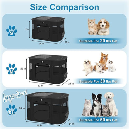 X-ZONE PET Dog Playpen, Puppy Cat Play Pen Portable Foldable Indoor/Outdoor Tent Crate Cage, Portable Pet Crate Small Size Black 30''