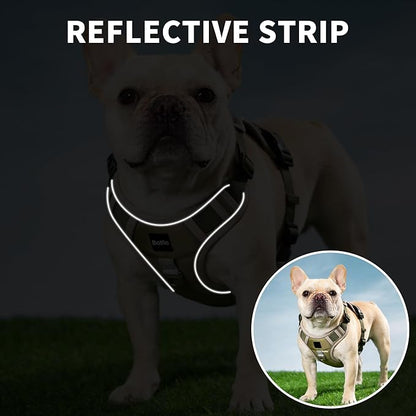 Small Dog Harness, Heavy Duty Tactical No-Pull Reflective Harness & Collar Set — Secure, No Choke, Easy On and Off Pet Vest, Adjustable Dog Vest with Breathable Padded for Walking Hiking Training