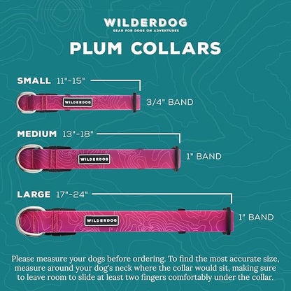 Wilderdog Waterproof Dog Collar - Repels Water & Dirt - Medium 13in -18in - Plum