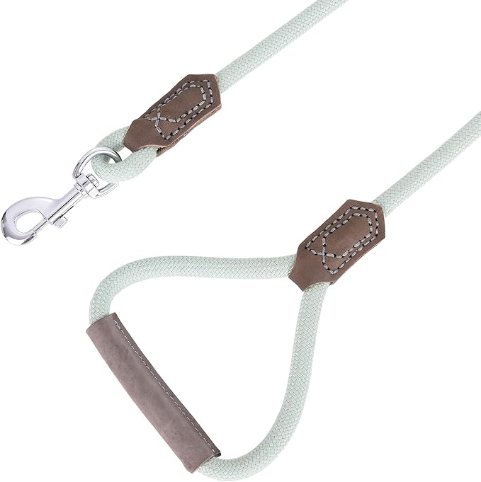 Mile High Life | Premium Leather Dog Leash | Strong Rope Leash | Leather Handle | Zinc Alloy Strong Clasp | Small Medium Large Dogs | 4/5/6 Feet(Green, 48 Inch (Pack of 1))