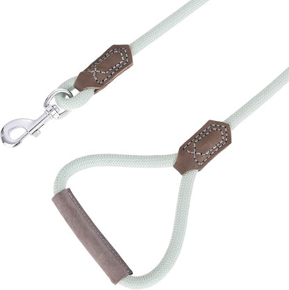 Mile High Life | Premium Leather Dog Leash | Strong Rope Leash | Leather Handle | Zinc Alloy Strong Clasp | Small Medium Large Dogs | 4/5/6 Feet(Green, 60 Inch (Pack of 1))
