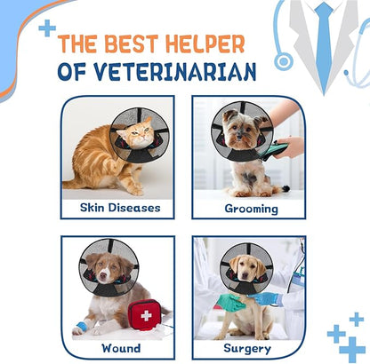 Dog Cone Collar to Stop Licking: Soft Mesh Recovery Collar After Surgery with Detachable Pad, Elizabeth Cone Alternative for Large Medium, Small Dogs, Normal Eating and Drinking (XS,Patterned)