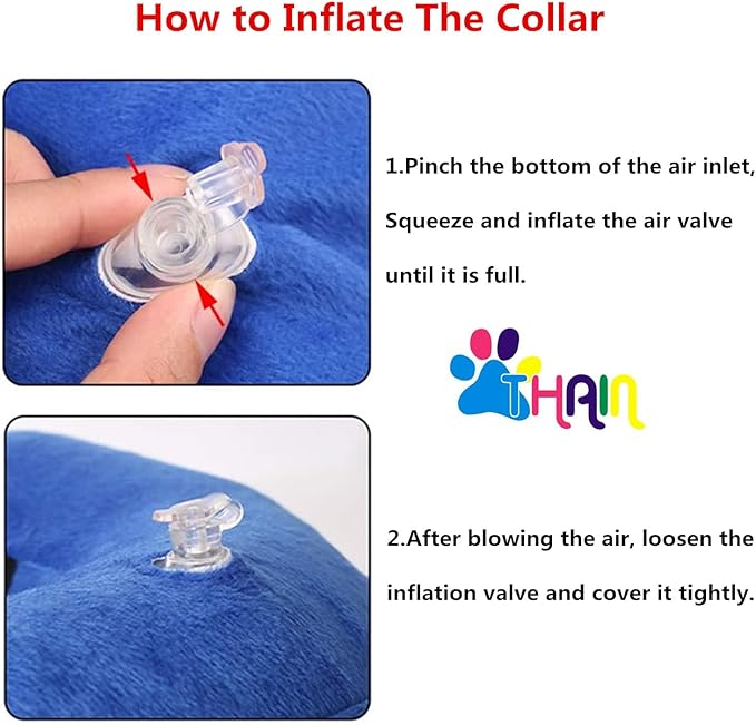 THAIN Soft Dog Recovery Protective Collar After Surgery-Cone Inflatable Collar for Dogs and Cats - Adjustable Washable Elizabethan Collar (L)