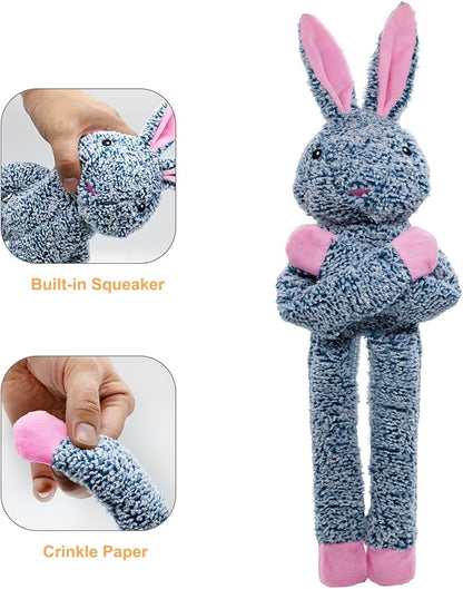 BUYPOW Raccoon No Stuffing Dog Toys for Large Dogs, Squeaky Crinkle Interactive Dog Animals, Plush Teething Toys to Keep Them Busy, Cute Funny Dogs Gifts for Small Medium Large Breed