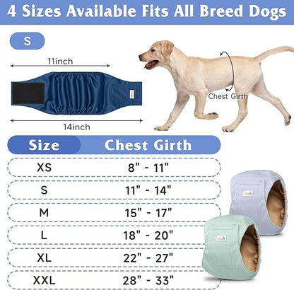 5 Pack Dog Diapers Male Reusable, Premium Belly Bands for Male Dogs, High Absorbing Dog Pee Wraps for Doggie in Incontinence or Excitable Urination and Training Green L