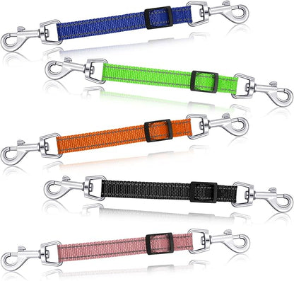Saintrygo 5 Pcs Safety Dog Collar Clips Prong Collar Backup Clips Adjustable Reflective Nylon Harness Connector Metal Double Ended Backup Clasp for Harness Pet(Bright Color)