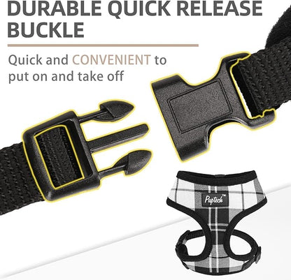 PUPTECK Soft Mesh Dog Harness and Leash Set Pet Puppy Cat Comfort Padded Vest No Pull Harnesses, Black&White, XS