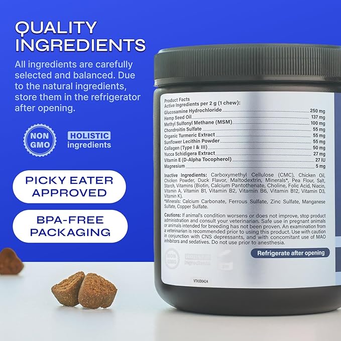 Glucosamine for Dogs - 32,500 mg per Pack with Chondroitin, MSM, Collagen - Dog Glucosamine Chews for Mobility Support - Hip and Joint Supplement for Small, Medium, Large Breeds - 130 Soft Duck Treats