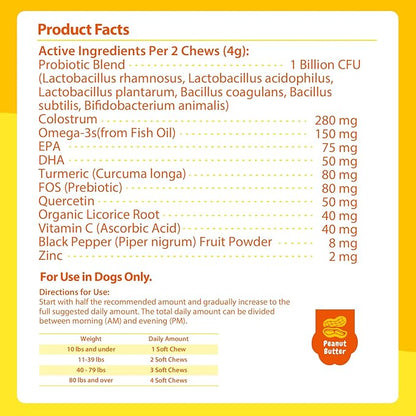 PENPEN Dog Allergy Relief Chews, Dog Itching Skin Relief, Omega 3 for Dogs Itch Supplement, Relieve Seasonal Allergy, Provide Immune Support (Peanut Butter Chews, 50ct)