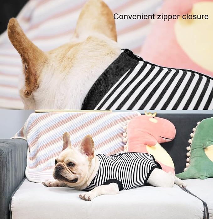 Dogs Cats Recovery Suit After Surgery Professional Pet Recovery Shirts Dog Abdominal Wounds Bandages Black-White 3XL