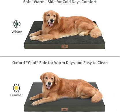 Orthopedic Dog Bed for Large Dogs, Plush Washable Pet Bed for Large Size Dogs with Egg Crate Foam & Removable Oxford Cover, 36x27 Inch, Coffee