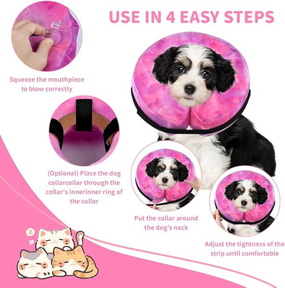Inflatable Dog Recovery Collar, Dog Cone Collar for After Surgery, Prevent Dogs from Biting & Scratching Wound E-Collars to Help with Healing Soft Pet Recovery Collar Does