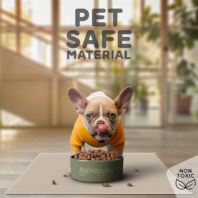 Dog Food Mat - Raised Edges Dogs Mat for Food and Water Prevent Spill, Waterproof Cat Food Mats Protect Floors, Easy Clean Dog Bowl Mats for Food and Water, Silicone Pet Food Tray