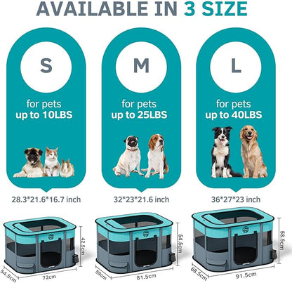 Puppy Playpen Cat Dog Crate: Play Pen Indoors Pet Playpens Portable Foldable Cage Kennel House for Small Kitten Rabbit Guinea Pig Hamster with Food Bowl (Grey, S, 1)