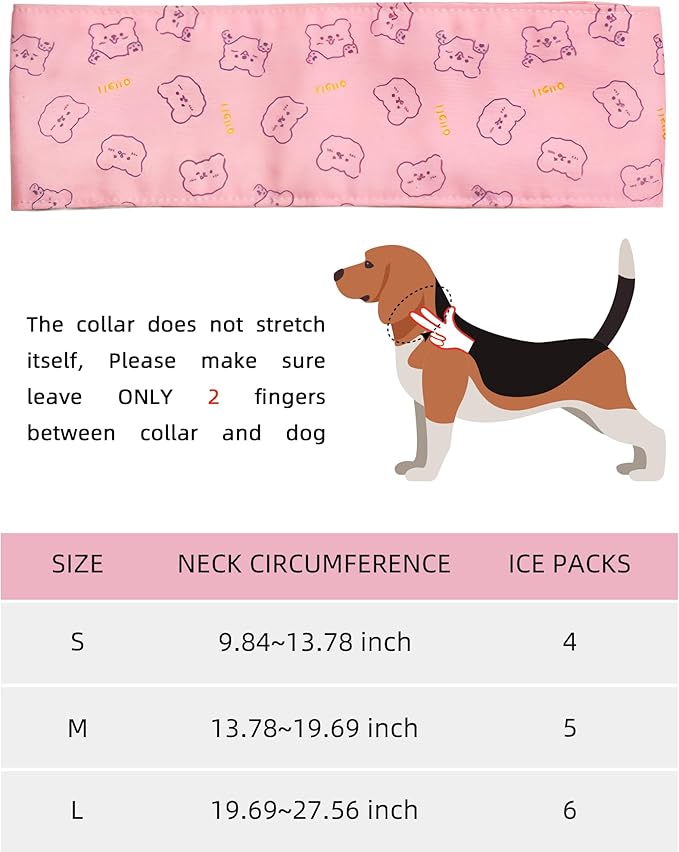 Hosiwei Dog Cooling Collar with Ice Packs - Adjustable Pet Cooling Bandana for Summer, Reusable & Freezable Neck Wrap Scarf for Dogs - Hot Weather Chill Out Accessory
