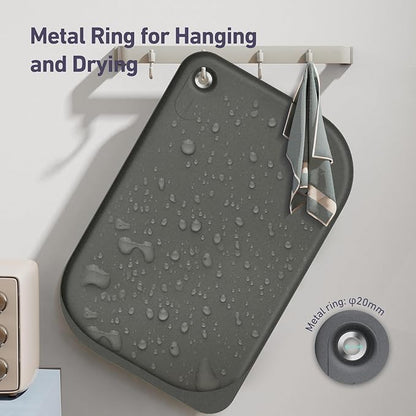 Silicone Pet Feeding Mat with Metal Ring, Waterproof, 23x15 in, Pet Feeding Mats, Raised Edges to Prevent Spills, Dogs and Cats Placement Tray to Stop Food and Water Bowl Messes (Gray, 23x15 in)