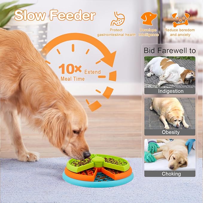 Slow Feeder Dog Bowl 3 Levels, Reduces Boredom and Anxiety, Non-Slip Interactive Puzzle Feeder, Suitable for Small/Medium/Larger Dogs