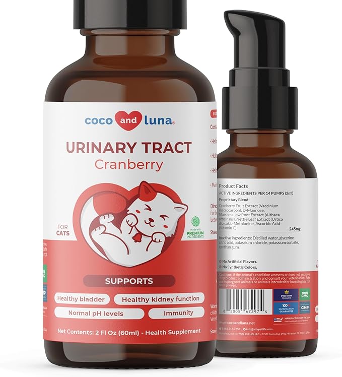 Cranberry for Cats - Urinary Tract Support, Bladder Health, Dog UTI, Bladder Stones, Incontinence Support (Liquid for Cats)
