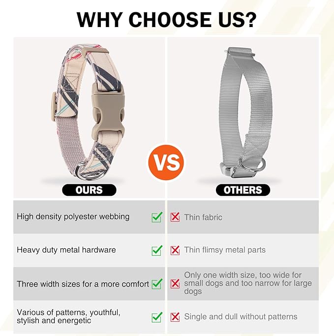 Dog Collar and Leash Set for Small Dogs, Adjustable Soft Puppy Collar with Quick Release Buckle, 5FT Heavy Duty Nylon Matching Leash for Boy Girl Chihuahua, Yorki, Bulldog, Beige XS