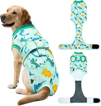 Dog Surgery Recovery Suit, Abdominal Surgical Suit for Male Female Dog Post Spay Neuter, Breathable Pet Onesie E-Collar & Cone Alternative, Surgery Shirt to Prevent Licking, Green, Small