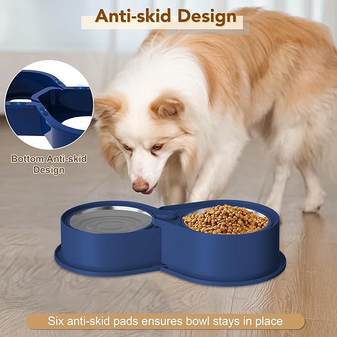 Newget Stainless Steel Dog Bowl Set, 304 Metal Dual Food & Water Bowls for Dogs & Cats, Large Capacity Pet Feeder, Anti-Skid Dog Dish for Small/Medium/Large Pets