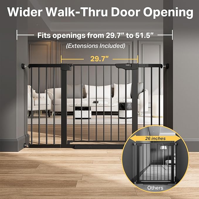 Cumbor 51.5" Wide Standard Tall Baby Gate & Cumbor 51.5" Wide 36" Extra Tall Dog Gate, Durable Child Gate for Stairs, Doorways, Easy Walk Thru Dog Gate for House for Doorways
